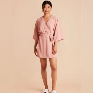 NWT BIRDIE GREY KAREN ROBE BELTED BRIDAL BRIDESMAID HONEYMOON DUSTY ROSE M / L